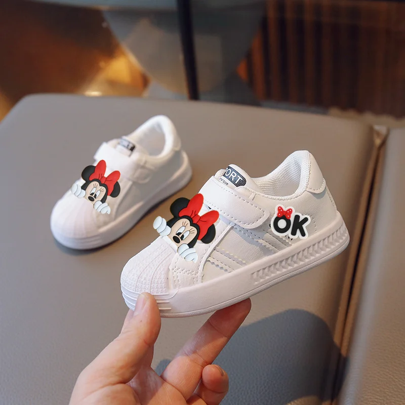 Disney Mickey Mouse Kids Casual Shoes New Sneakers Baby Boys Soft board Shoes Girls Shell Toddler Shoes minnie first walkers