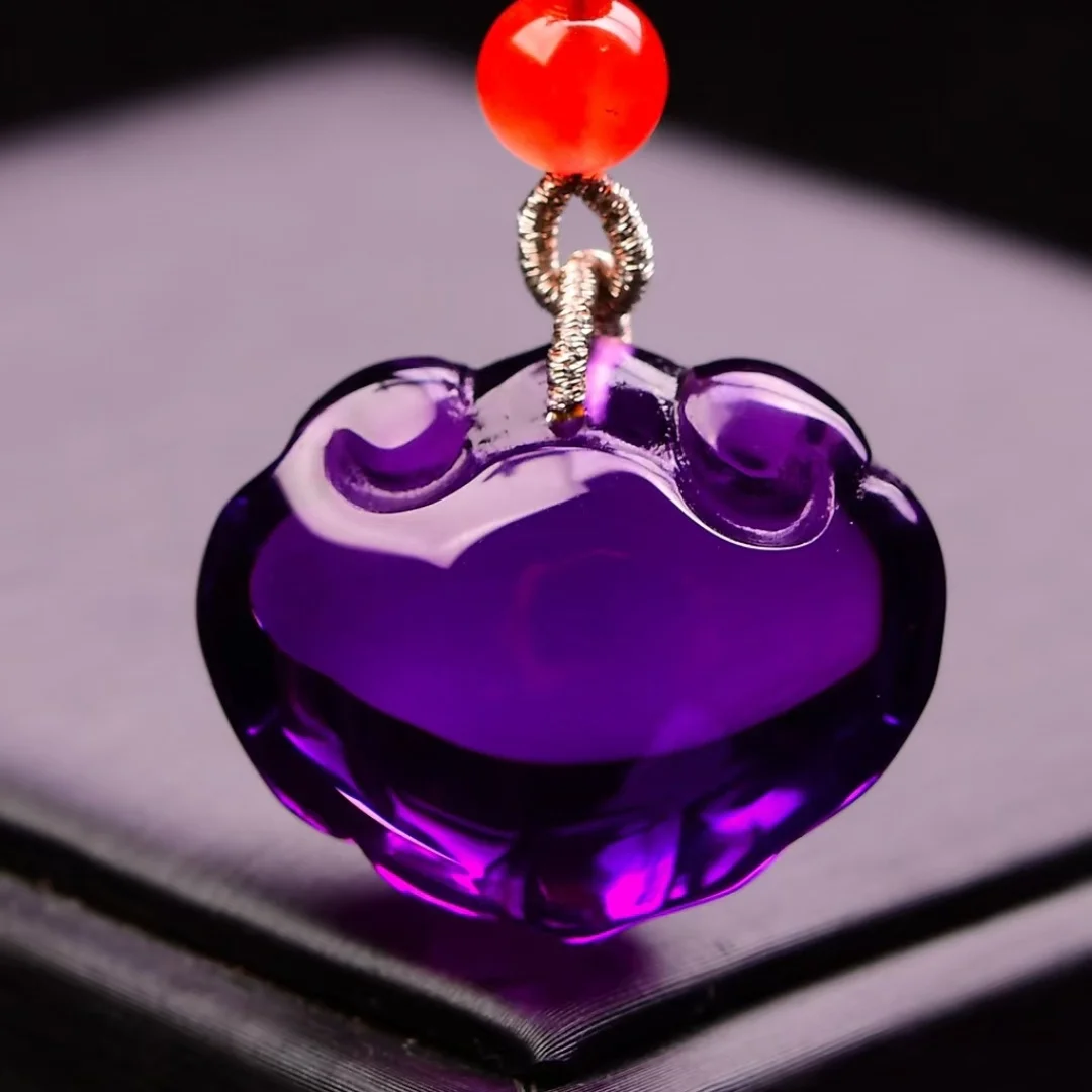 Natural Purple Amethyst Quartz Pendant Necklace 28*23*14mm Amethyst Jewelry Beads Women Men Necklace Brazil AAAAAA