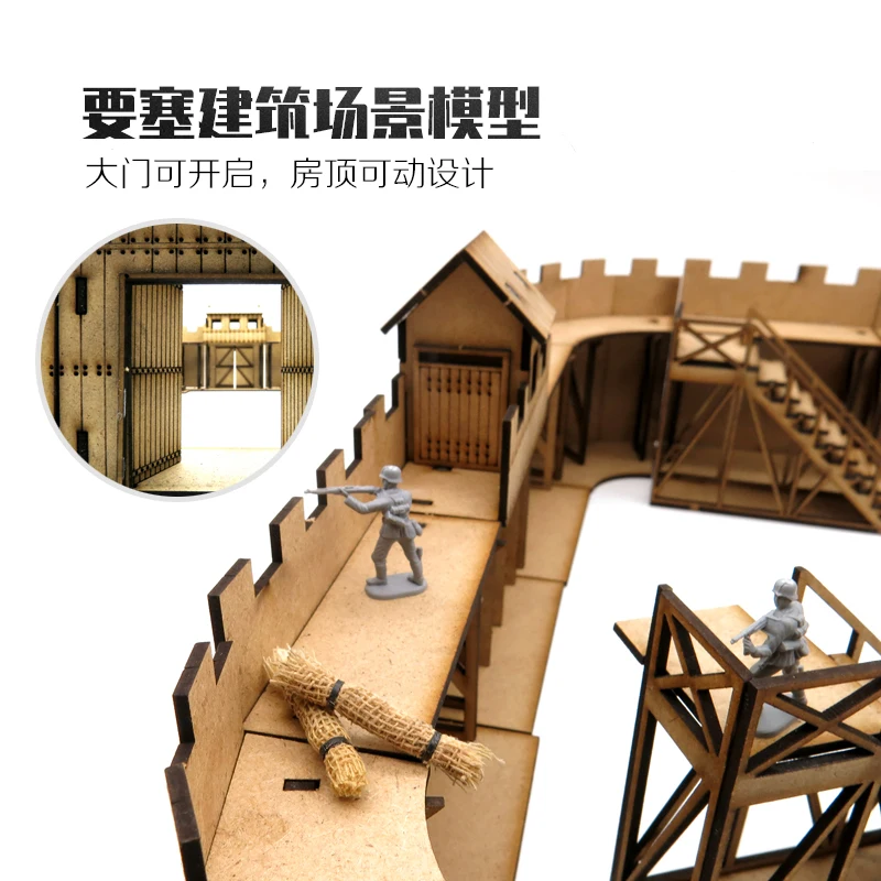 1/72 Fortress Building Assembled Model Legion Camp Wooden DIY Scene Decorations Handmade Gifts