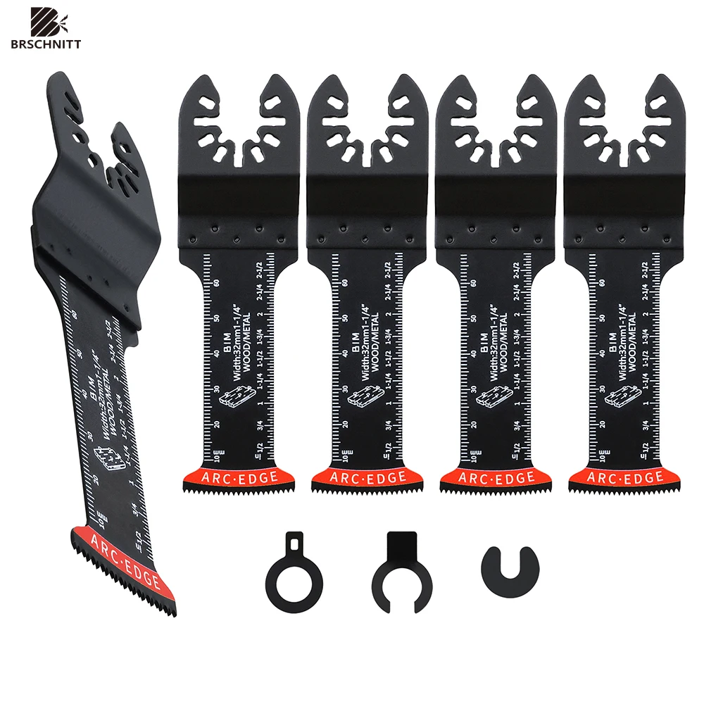 BRSCHNIT 5pcs Set Oscillating Saw Blades General Purpose Multitool Blades Cut for Plastic Nails Wood Universal Saw Blades