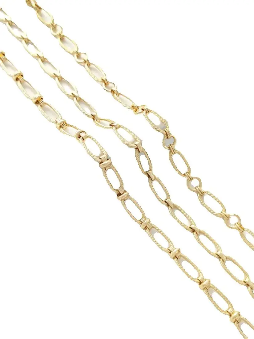 14K Gold Wrapped Oval Fried Dough Twists Chain Manual Long O-ring Chain Diy Bracelet Necklace Jewelry Hand Made Loose Chain B671