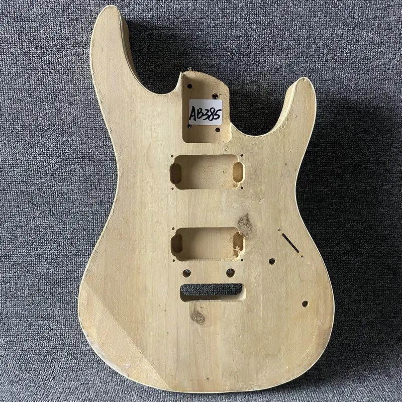 AB385 Solid Basswood Unfinished Electric Guitar Body 2 Points Tremolo Humbucker Pickups Right Hand for DIY Replacement