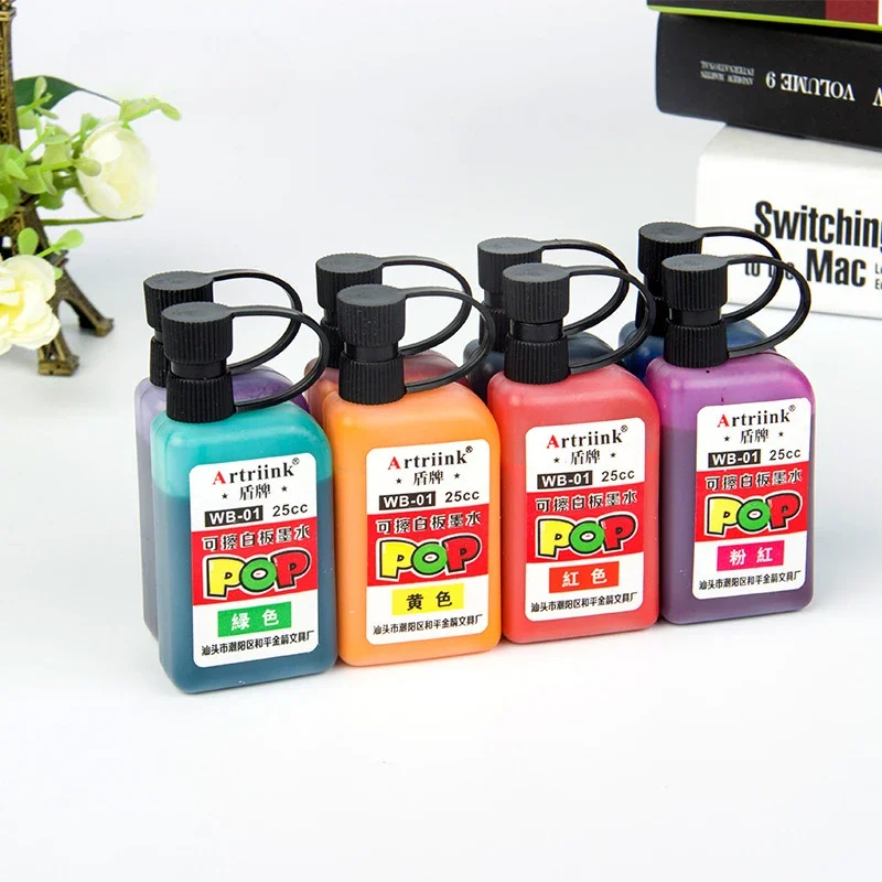 12-colors Erasable Whiteboard Pen Ink Refill Oil-based Ink Multi-color Set Large-head Marker Convenient Refill Liquid Ink