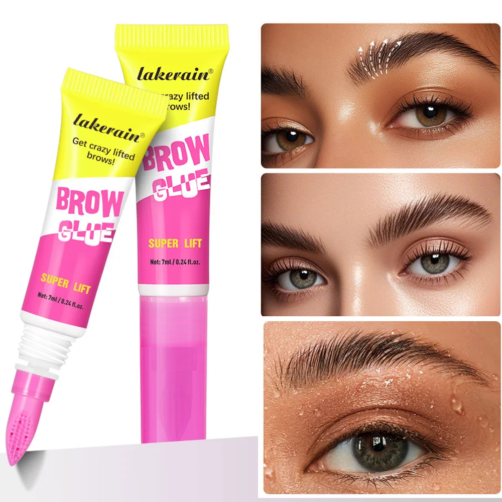 Gel y cepillo para ajuste de cejas, transparente, resistente al agua, 2 en 1, capa para cejas resistente al agua y al sudor, laminación de cejas que no se decolora