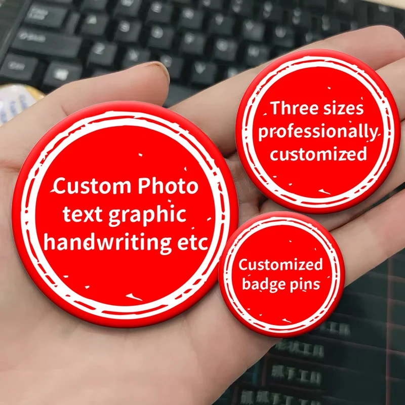

Round Handmade Custom Pins Customized Photo and Handwriting Text Badge DIY/Lovers/Babies/Star/Pets/Anime/Etc Exclusive Brooches