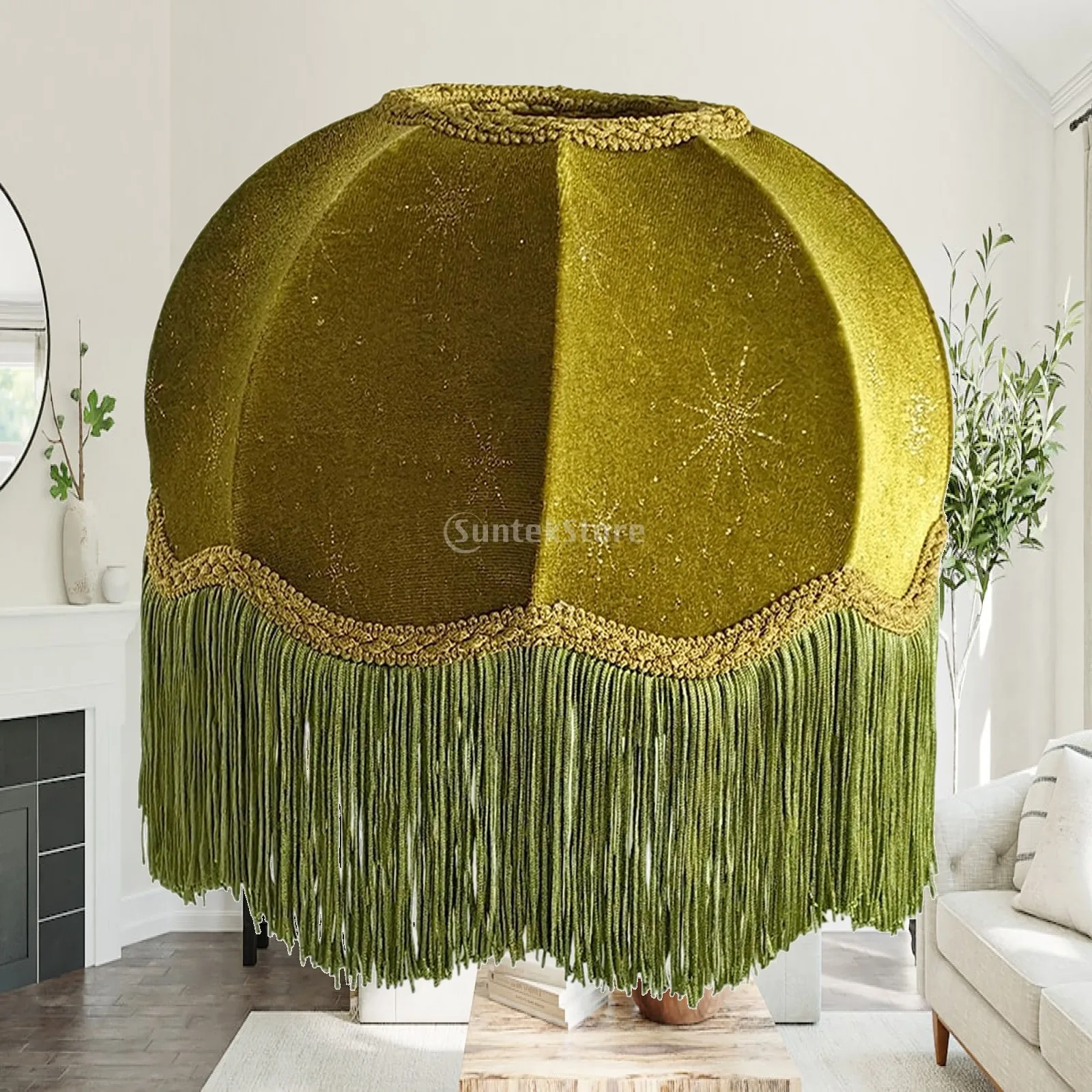 

Velvet Table Lamp Shade Table Floor Lamp Cover Decorative Fringe Tassel Lampshade for Cafe Restaurant Bedside Home Decoration