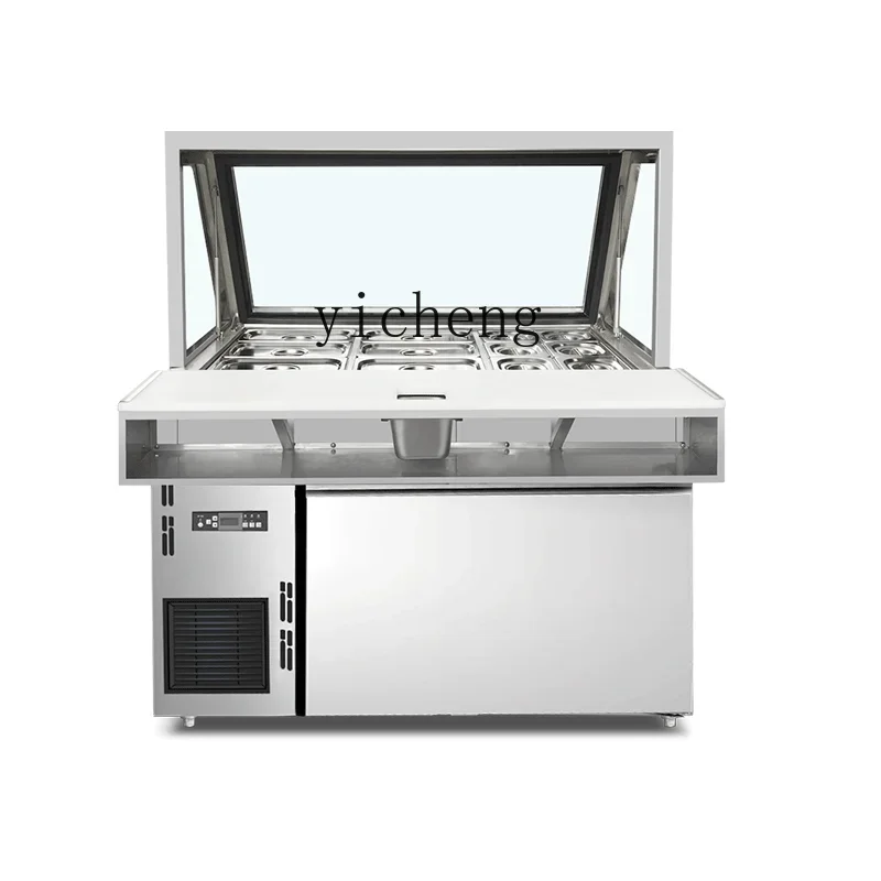 

cylinder type salad dressing table kitchen pizza refrigerated fresh-keeping freezer pizza sprinkling kitchen refrigerator