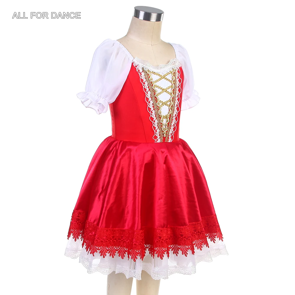 24043 New Ballet Costumes Short Sleeves Red Spandex Romantic Ballet Tutus Girls and Women Stage Performance Ballet Costumes