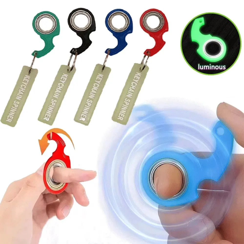 Rotate Fidget Spinner Keychain Metal Idget Stress Relief Spinner Keyring Fidget Ring Relieve Anxiety Boredom Party Gift