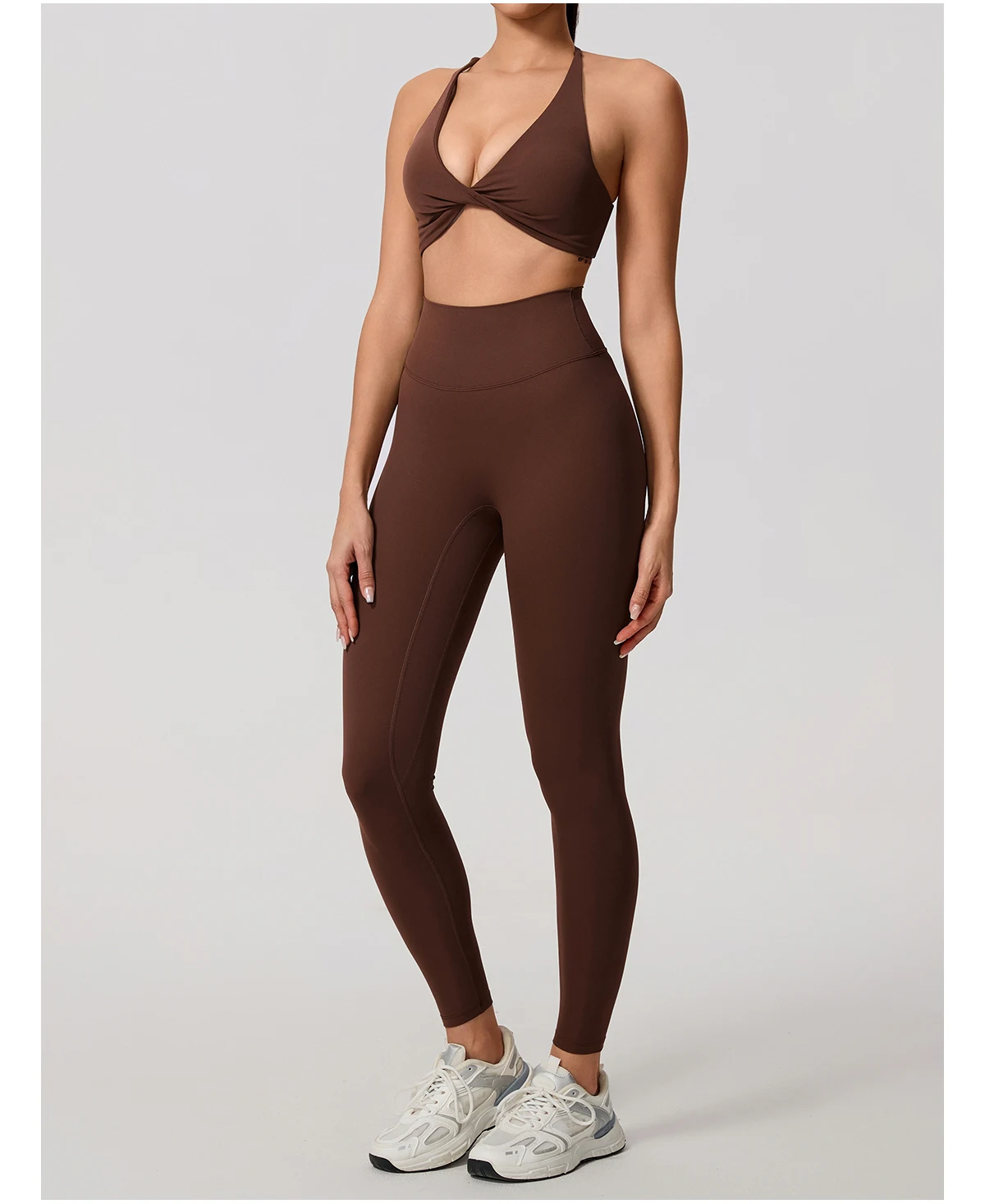 Hearuisavy Damen Workout-Set 2-teilig Sport-BH Hochtaillierte Leggings Rückenfreies Yoga-Top Fitness-Laufhose für Frauen – Detail 30