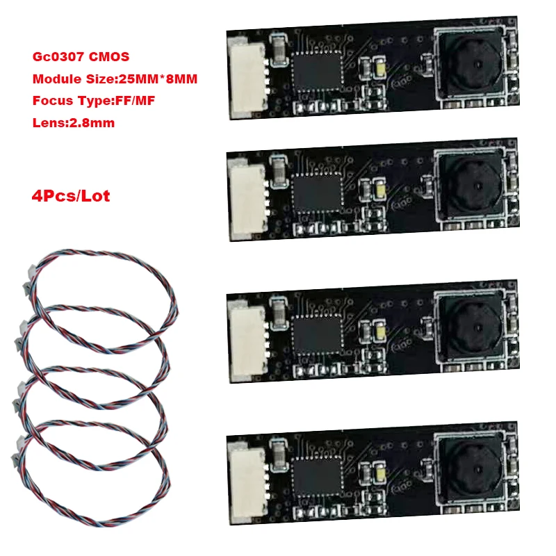 4 unids/lote módulo de cámara USB 2,0 FF/MF para Gc0307 CMOS compatible con MJPG YUV 4 PIN 0,8 MM
