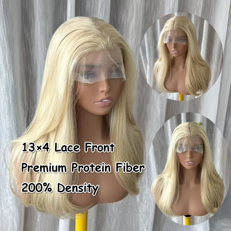 Platinum Blonde Long Wavy 13x4 Lace Front Wig for Women Hand Tied Heat Resistant Pre Plucked Natural Hairline for Daily Party Co