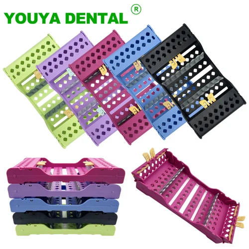 Imagen 1 del producto Caja de esterilización de Autoclave Dental con 8 ranuras, espátulas de relleno de resina compuesta, juego de restauración estética, soporte de bandeja para estante de colocación