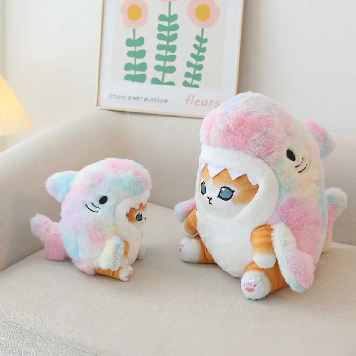 Creative Cartoon Shark Cat Plush Soft Stuffed Animal Doll For Baby Cute Peluche Kids Birthday Christmas Gift