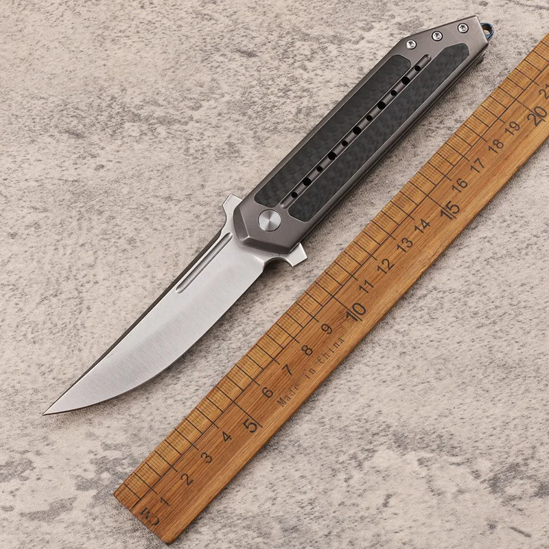 

RHON Premium EDC Folding Knife High Hardness S35VN Steel TC4 Titanium Carbon Firber Handle Outdoor Fishing Folable Pocket Knive