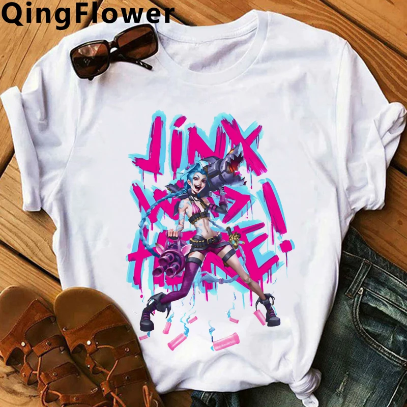 Fashion JINX ARCANE MONKEY Anime T Shirt Men Unisex Funny Cartoon T-shirt Casual Streetwear Graphic Shirt Hip Hop Top Tees Male