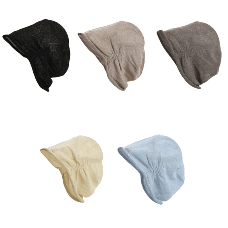 Casual Skull Cap with Airy Open-Weave Texture, Gathered Elastic Back and Easy Daily Outfit Coordination Wear Use