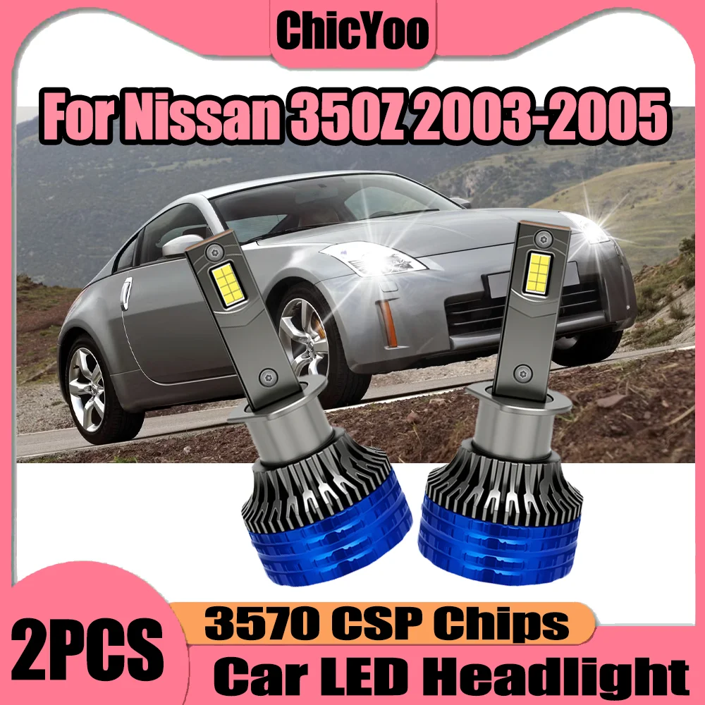 

2PCS 6000K Super White H1 LED Headlight Headlamps With double Copper tube turbo fan auto lights 12V For Nissan 350Z 2003-2005