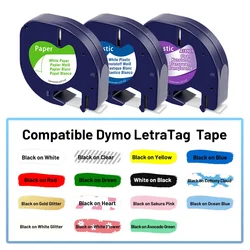 LT Tape 91201 91200 Compatible for Dymo Letratag Cartridge 12mm Plastic Label Tape White for Dymo LetraTag LT-100H Labeller