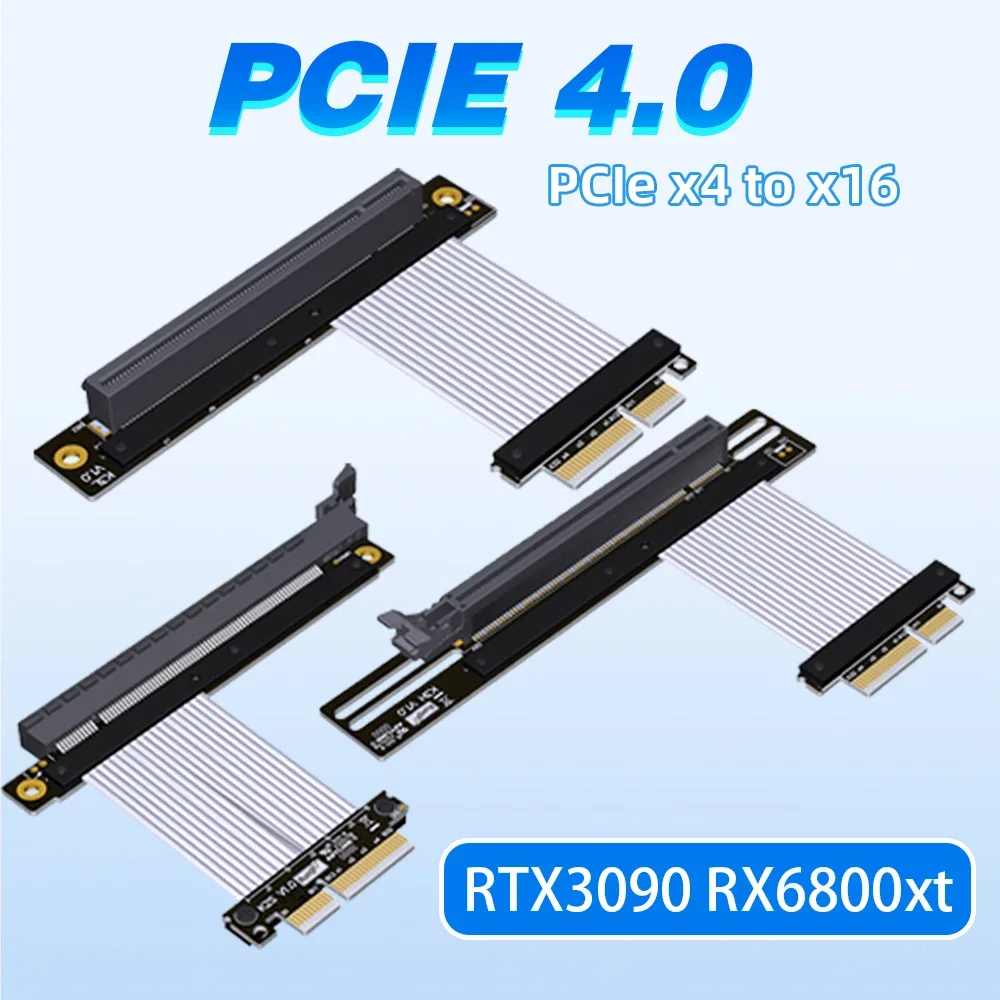 PCIe 4.0 X4 To X16 RTX3090 RX6800xt Graphics Card Extension Riser Cable PCI Express PCI-E 4x To 16x Adapter 5cm-100cm R23 K23