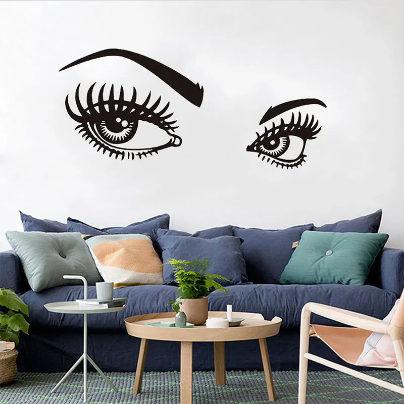 Beautiful Big Eyes Wall Stickers Living Room Bedroom Sofa Background Decoration Mural For Home  Decor Decals Pretty Wallpaper