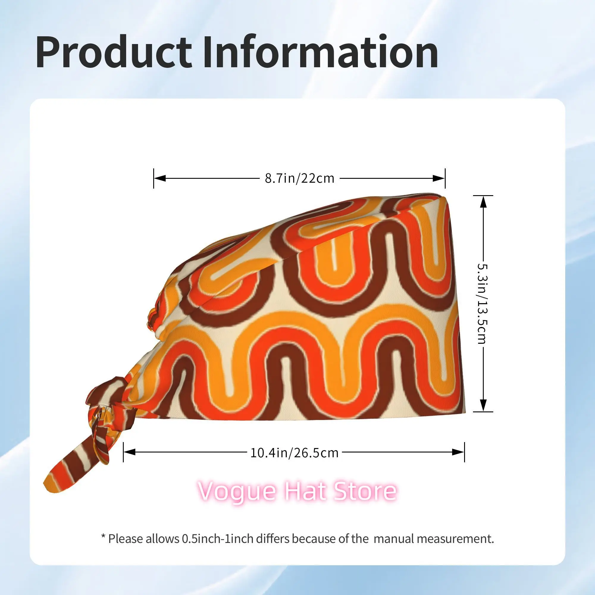 1pc Adjustable Lightweight Work Cap with Tie-Back Closure - Multicolor (Brown/Orange/Beige/) Dustproof Chef & Nurse Hat, Fitted