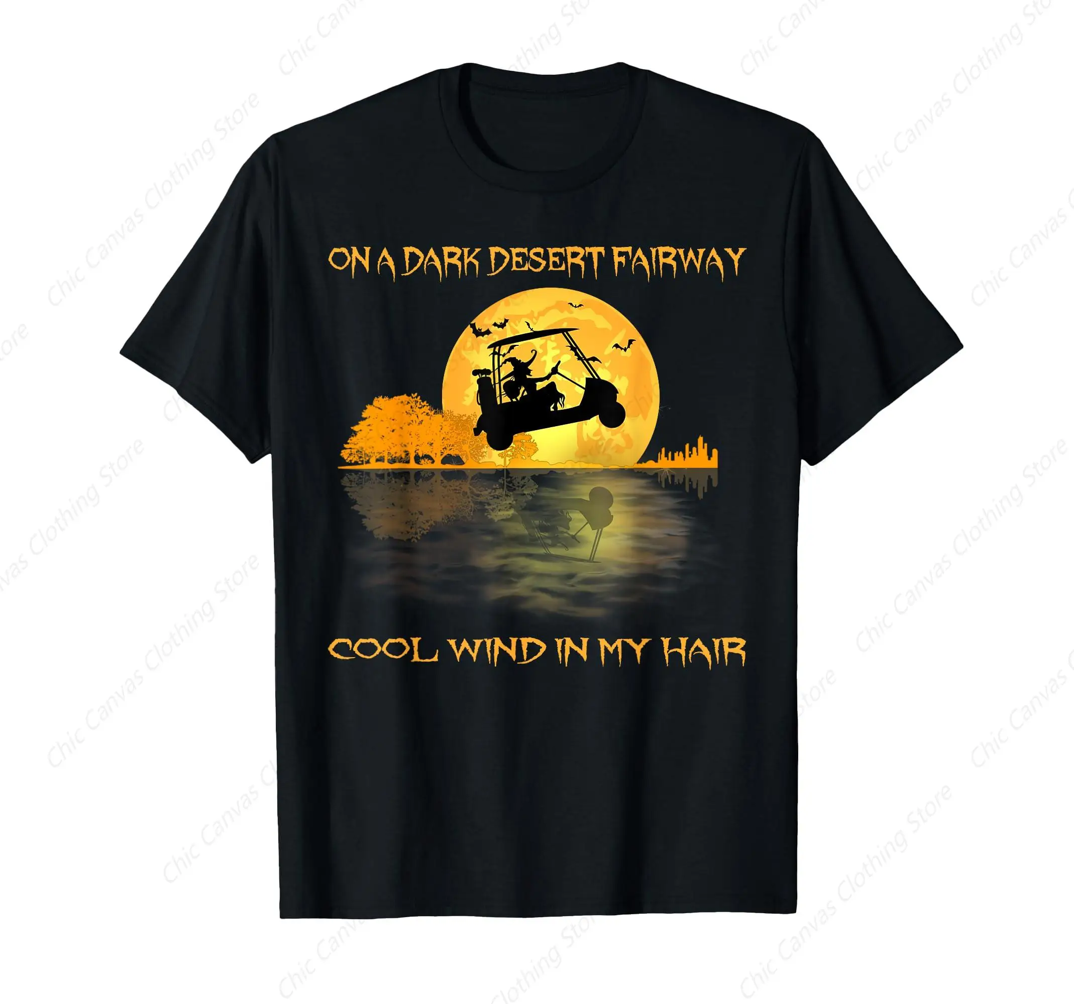 Fun Cool Printed Shirt In The Dark Desert Fairway Golf Witch Cool Wind In My Hair T-Shirt Pure Cotton Short Sleeve