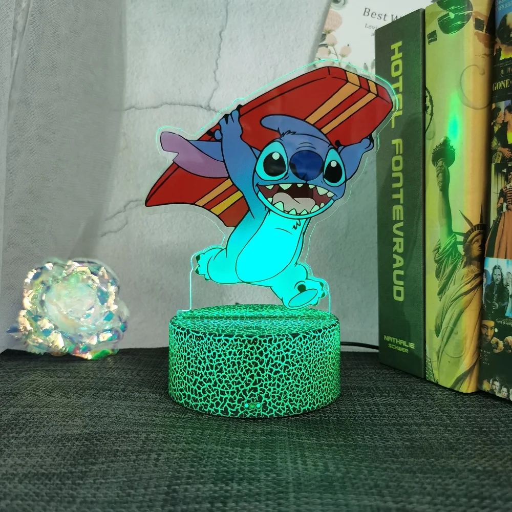 2025New 3D colour printing Stitch USB Illusion night light 7 kinds of colour change Children\'s bedroom decoration Christmas gift