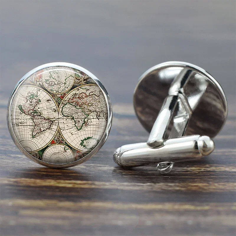 Earth World Map Globe Cufflinks for Mens Cuff Button Americas Europe Map Cuff Links Wedding Cufflinks Men Fashion Jewelry