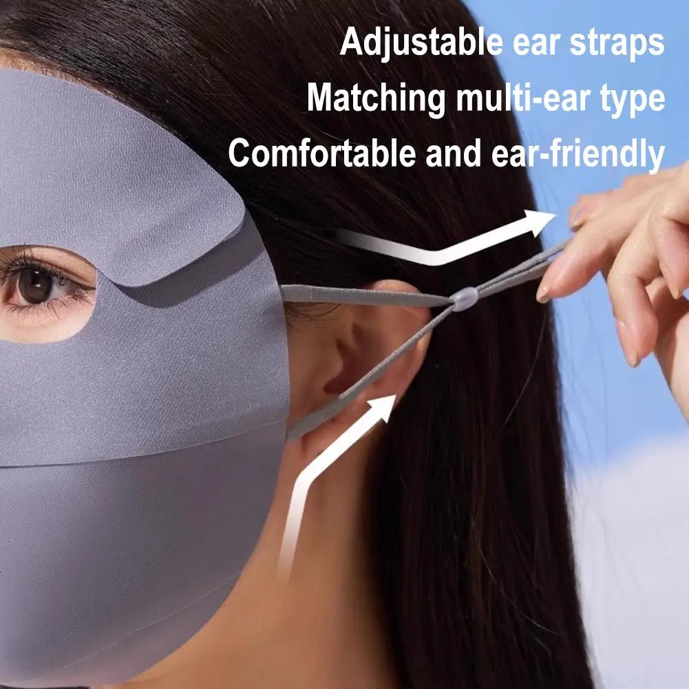 Full Face Sunscreen Mask For Women Summer Breathable Ice Silk Sunshade Mask Face Scarf UV Protection Eye Protect Face Gini