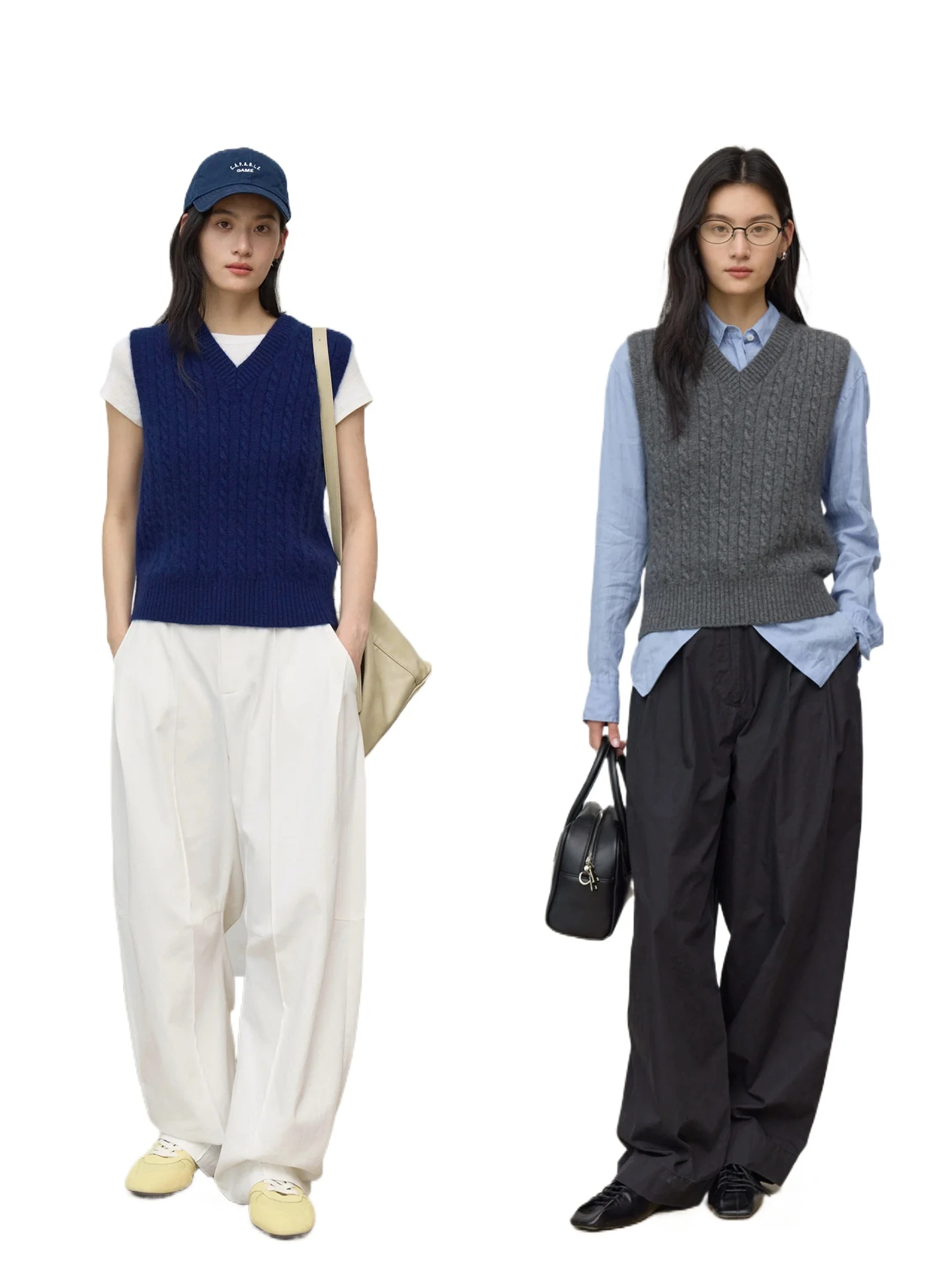 Luxury brand homologous TOPLINE silk cashmere double line thickened classic twisted v-neck vest