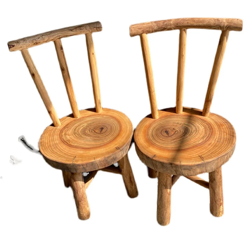 

Wooden chair Log back Master chair Household solid wood stool Balcony Casual dining Tea room Bench tea