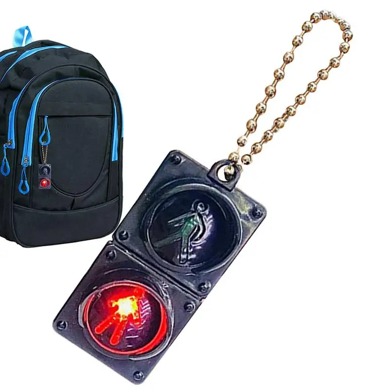 Traffic Signal Light Keychain Car Keychains Backpack Pendant Traffic Light Model with LED Lighting Creative Car Keyring For Kids