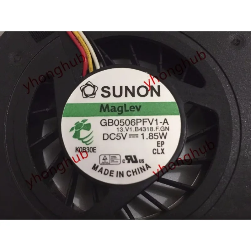 SUNON GB0506PFV1-A 13.V1.B4318.F.GN DC 5V 1.85W 4-wire Server Cooling Fan