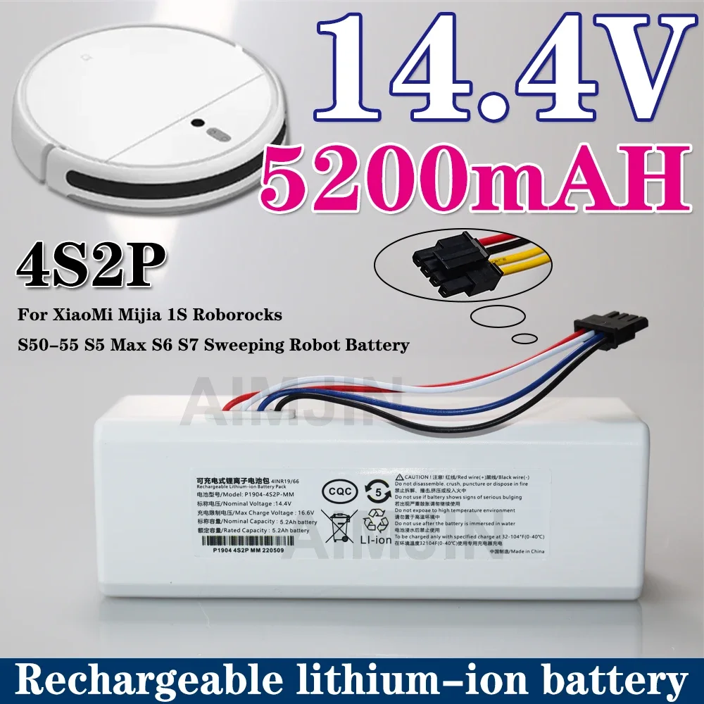 

14.4V 5200Mah P1904-4S2P-MM Battery For Xiaomi Mijia 1C STYTJ01ZHM Robot Vacuum Mop Cleaner Accessories Parts original