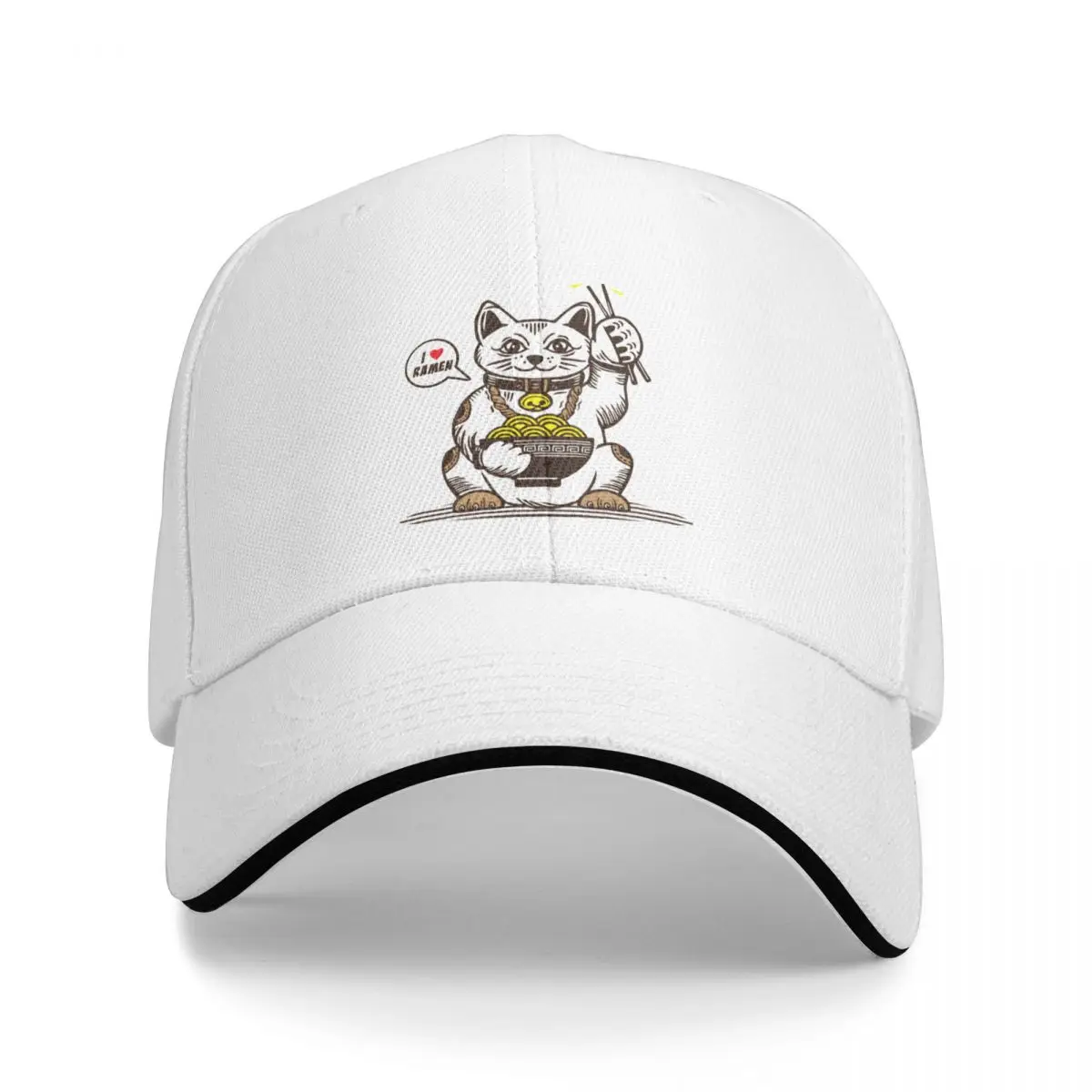 Maneki-neko Portion Of Ramen Cap Baseball Cap Big size hat funny hat hat men's Women's