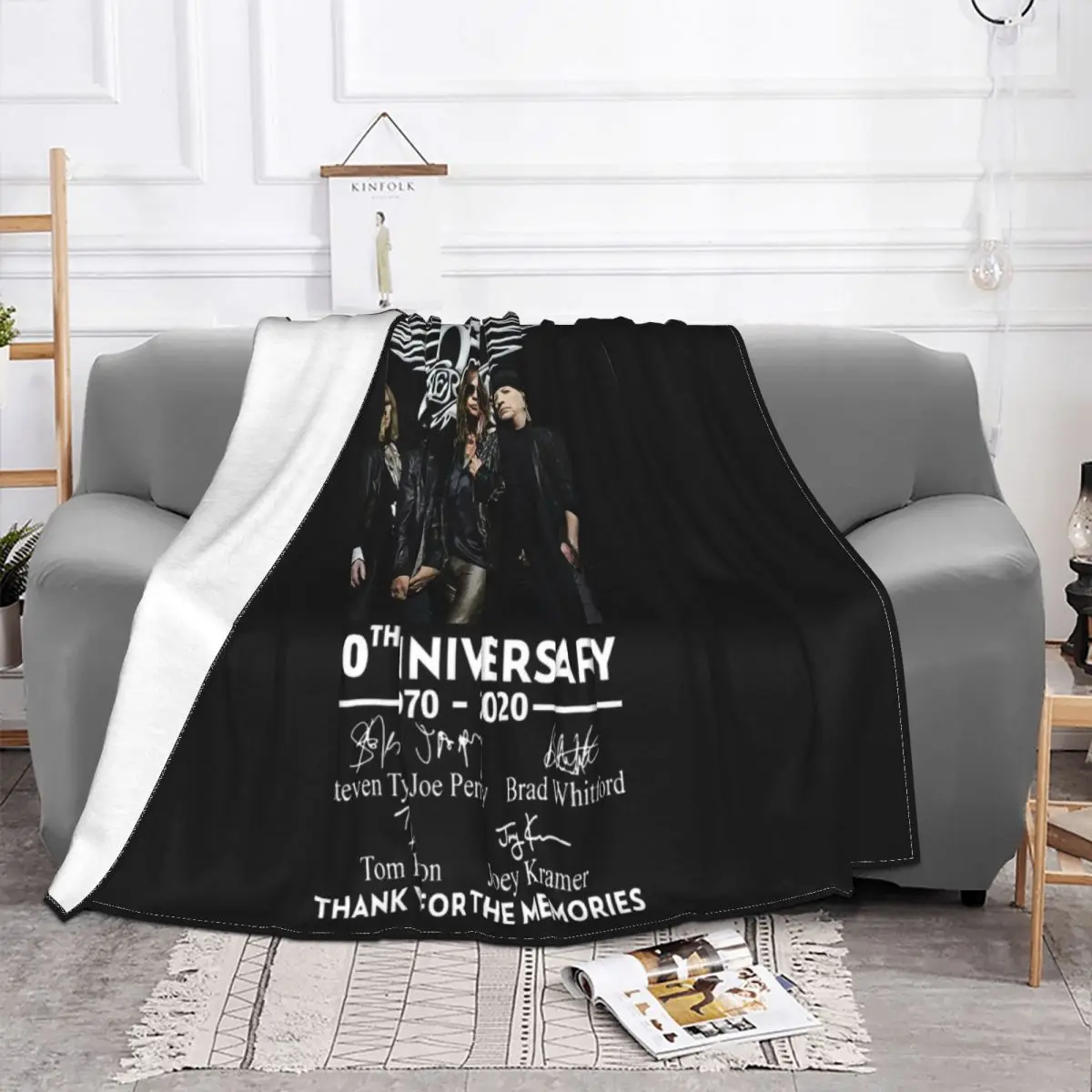 Aero Rock Band 50Th Anniversary Thank You For The Memories Swag Funny Harajuku Harajuku Throw Blanket