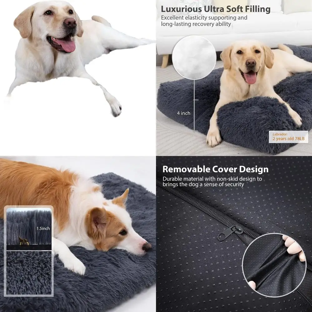 

Большая моющаяся кровать для собаки, мягкий водонепроницаемый чехол, нескользящая, 54x37, темно-серый