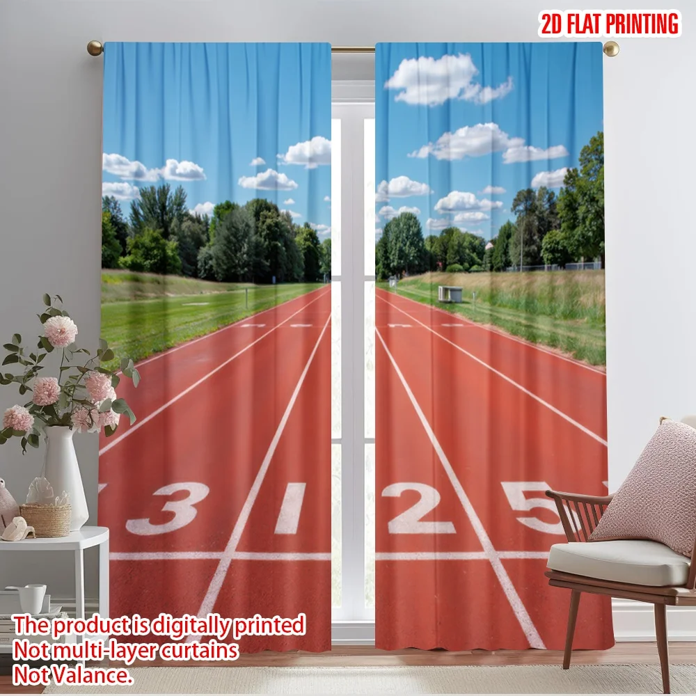 2pcs,2D plane printing Pattern Curtains Track Lanes 100% Polyester (without rod) Holiday Use for Bedroom, Living Room,
