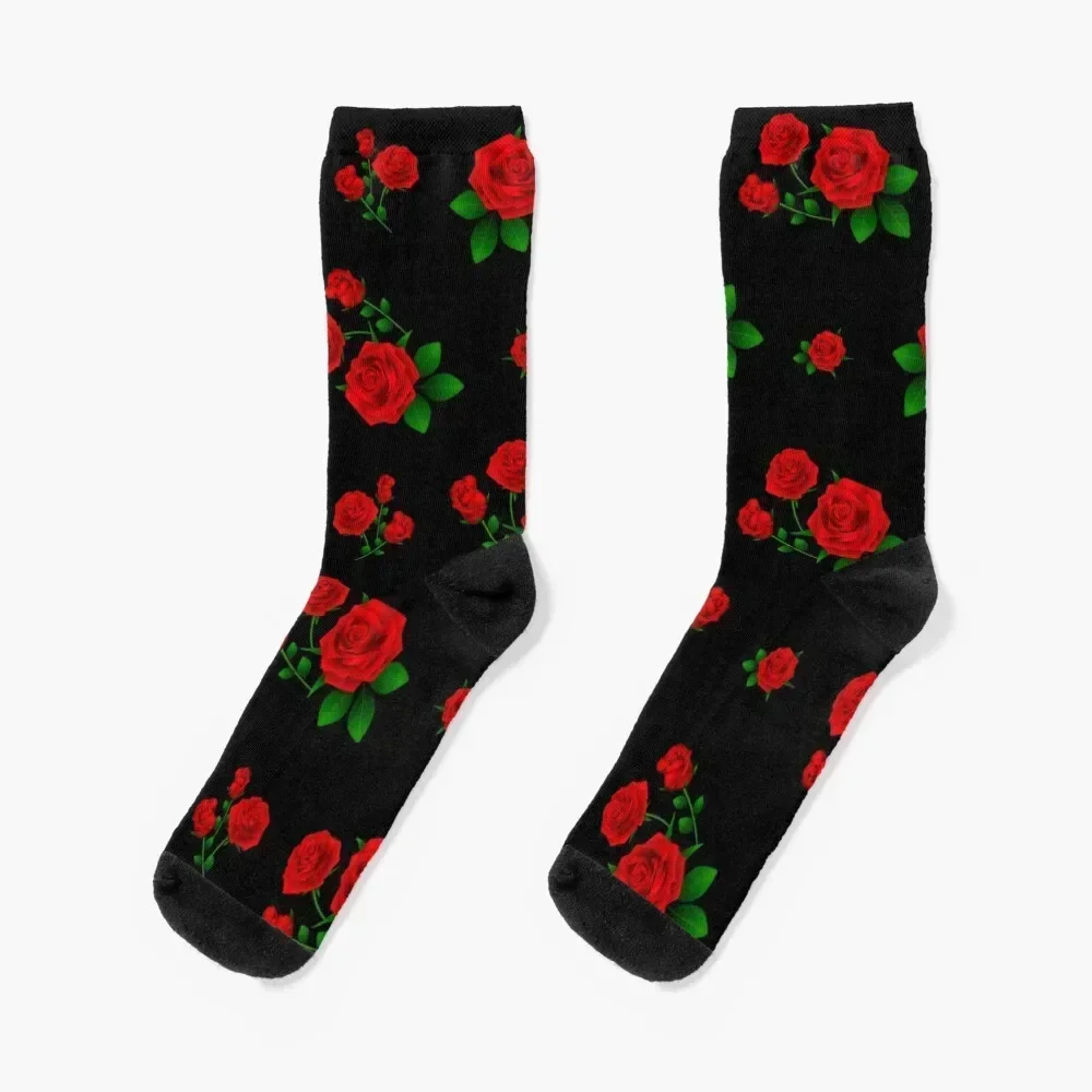 

Floral - Red Roses Socks halloween Christmas happy designer brand Socks For Women Men's