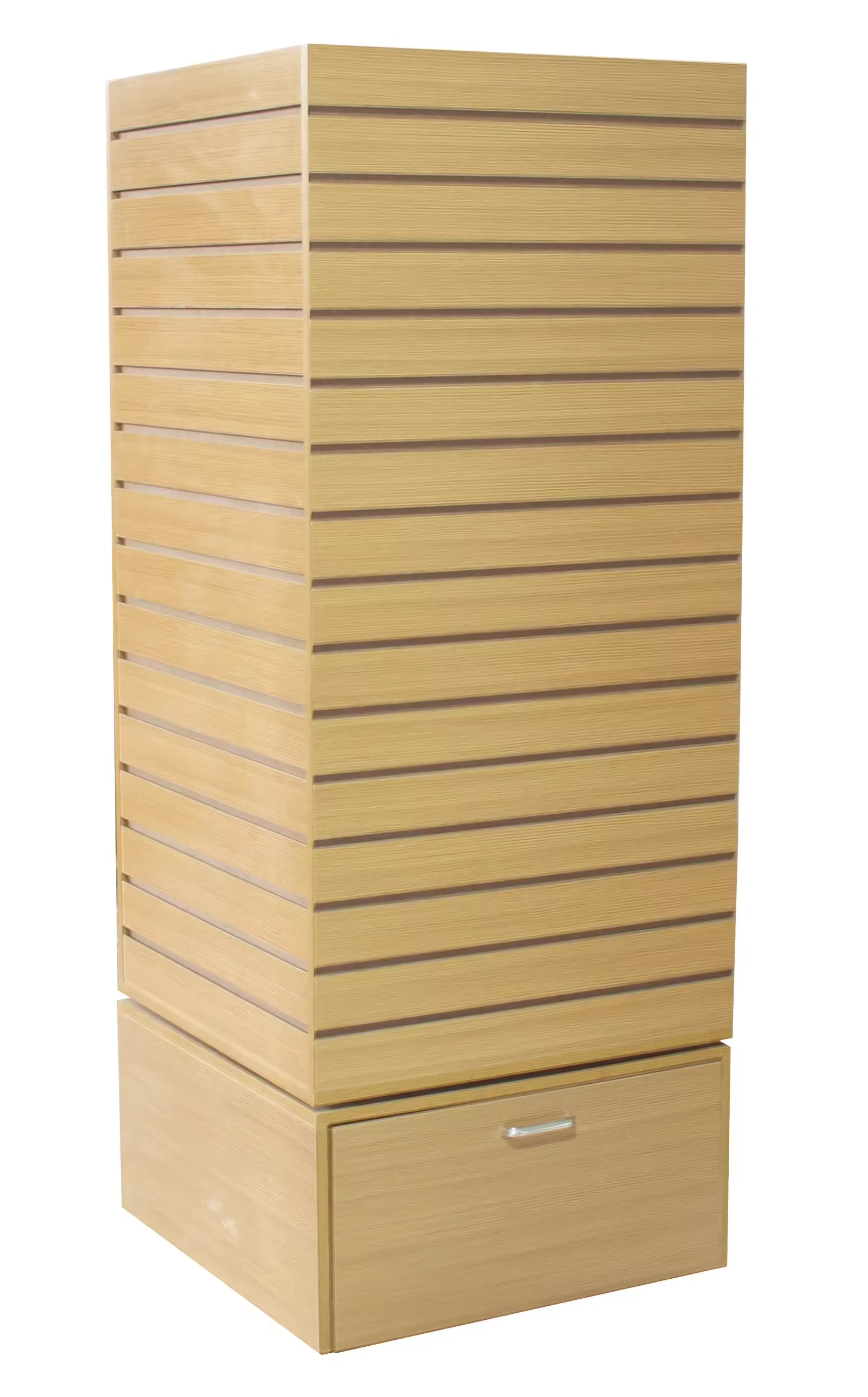 Custom.HIKUYA 4 Sides MDF Store Wood Slatwall Hanging Bag Display Stand Rack Backpack Display Stand Slatwall Rotating Display Ra