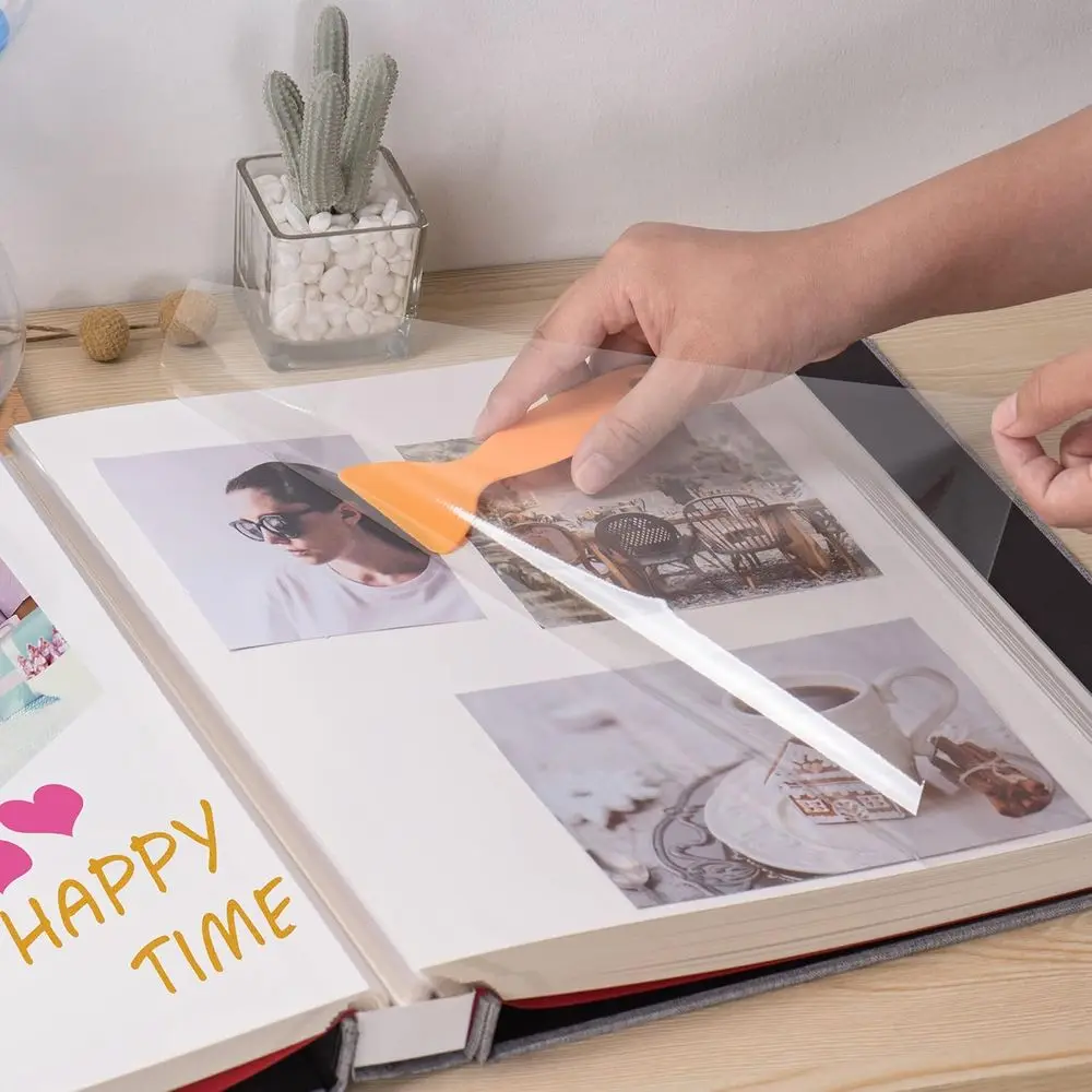 DIY Magnetic Photo Album, 20 Sheets/40 Pages, Holds 4x6, 5x7, 8x10 Photos, Linen Cover, Metallic Pen & Plastic Board, Grey