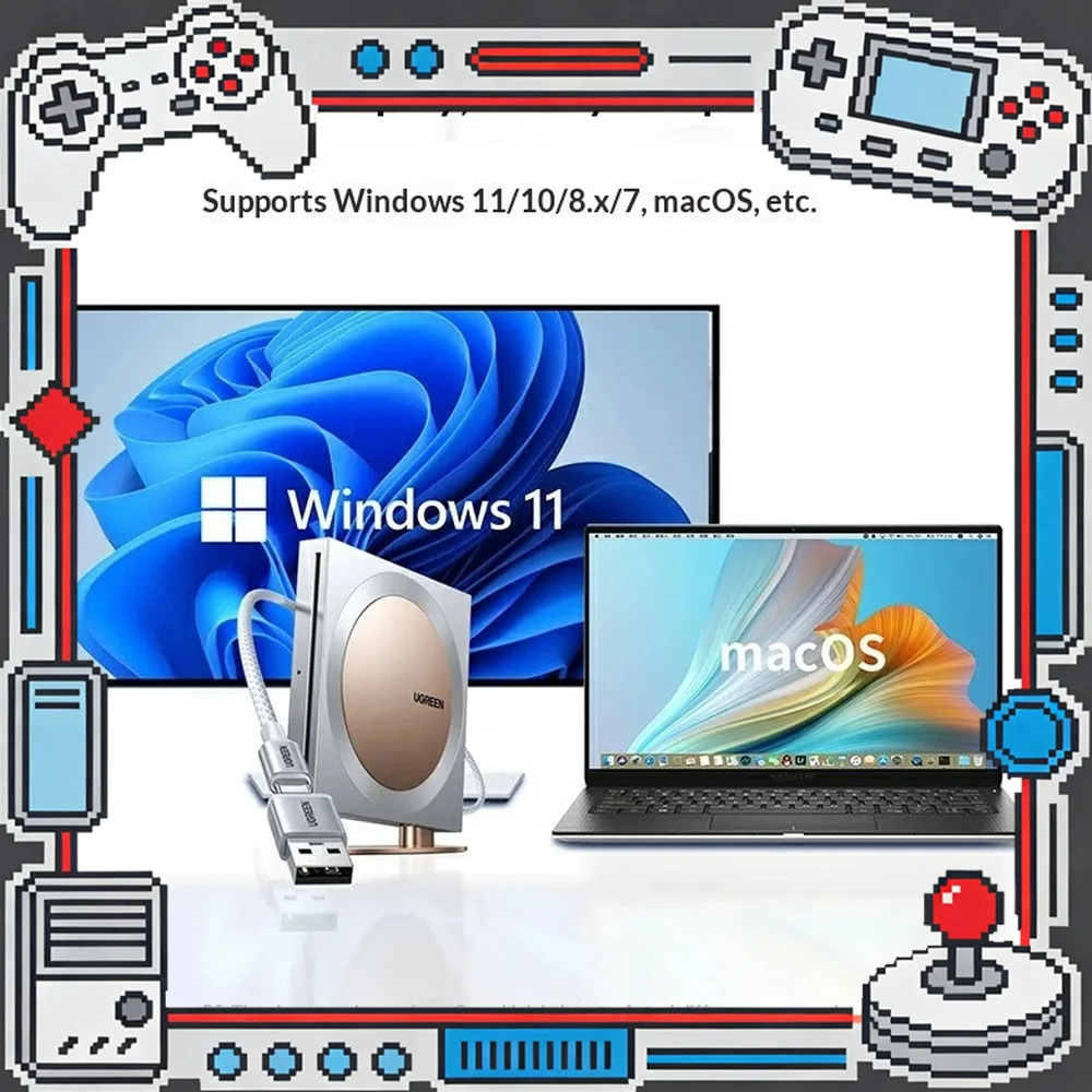 UGREEN CM869 75507 External USB Type-C CD DVD Drive Slot-Loading Reader Writer for Laptop Desktop