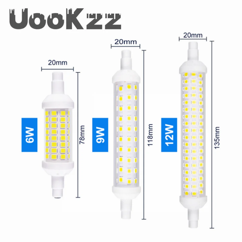 Lâmpada LED de poupança de energia, R7S, 78mm, 118mm, 135mm, r7s, 6W, 9W, 12W, SMD 2835, 220V, luz de milho, substitua a luz do halogênio, luz do milho