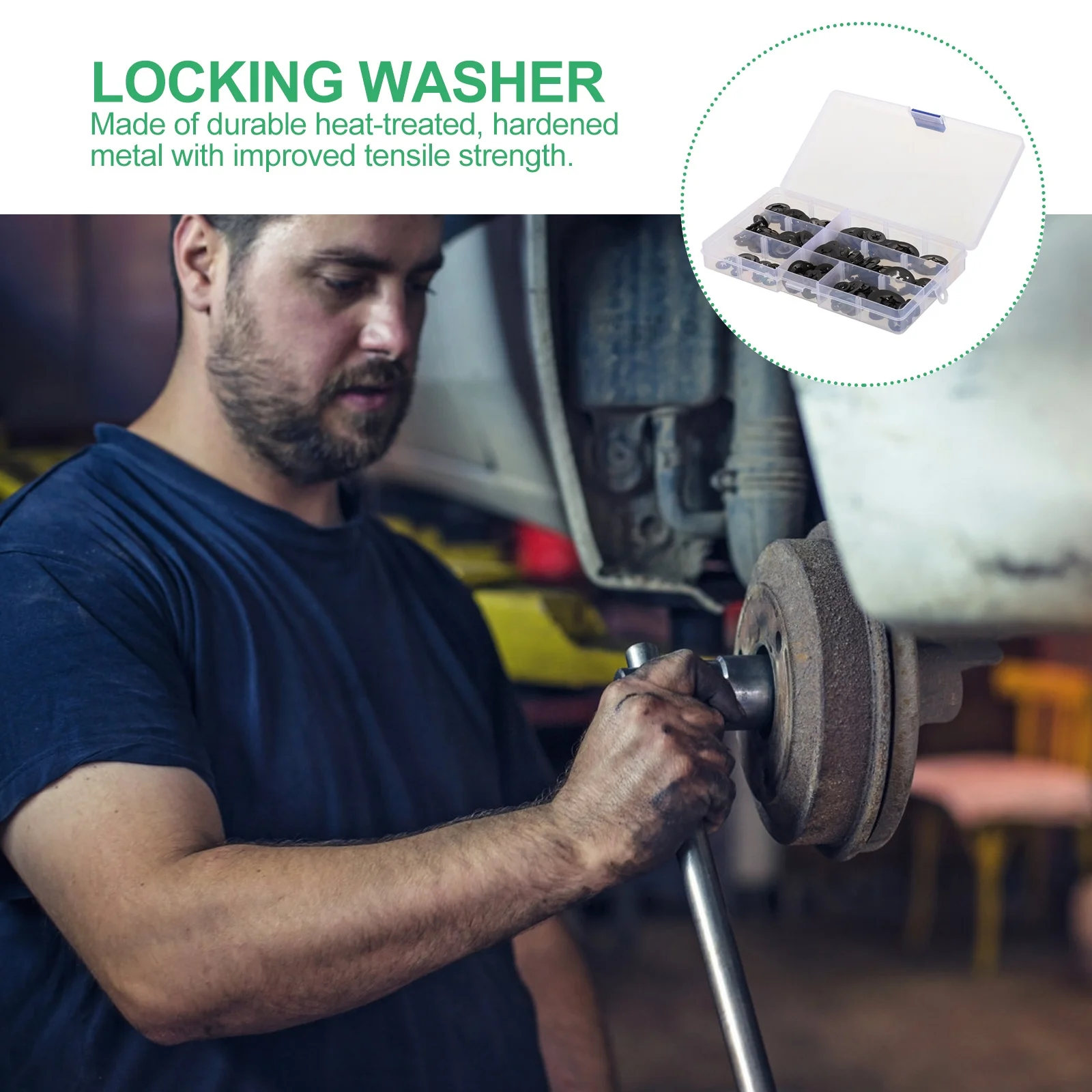 

340Pcs Locking Washers Black Internal Tooth Hardened Metal Assortment Kit High Strength Rust Resistant Storage Case