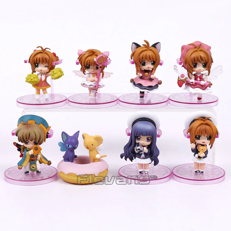 8pcs/set Card Captor Sakura Kinomoto Sakura Daidouji Tomoyo Li Syaoran Kero Figure Model Toys Q Version Dolls Gift