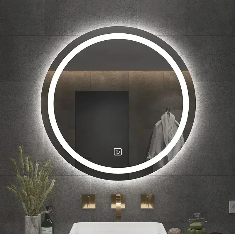 European Smart Bath Mirrors Toilet Vanity Makeup Mirror with Light Anti-fog Touch Sensor Luminous Mirrors Home Bathroom Mirror