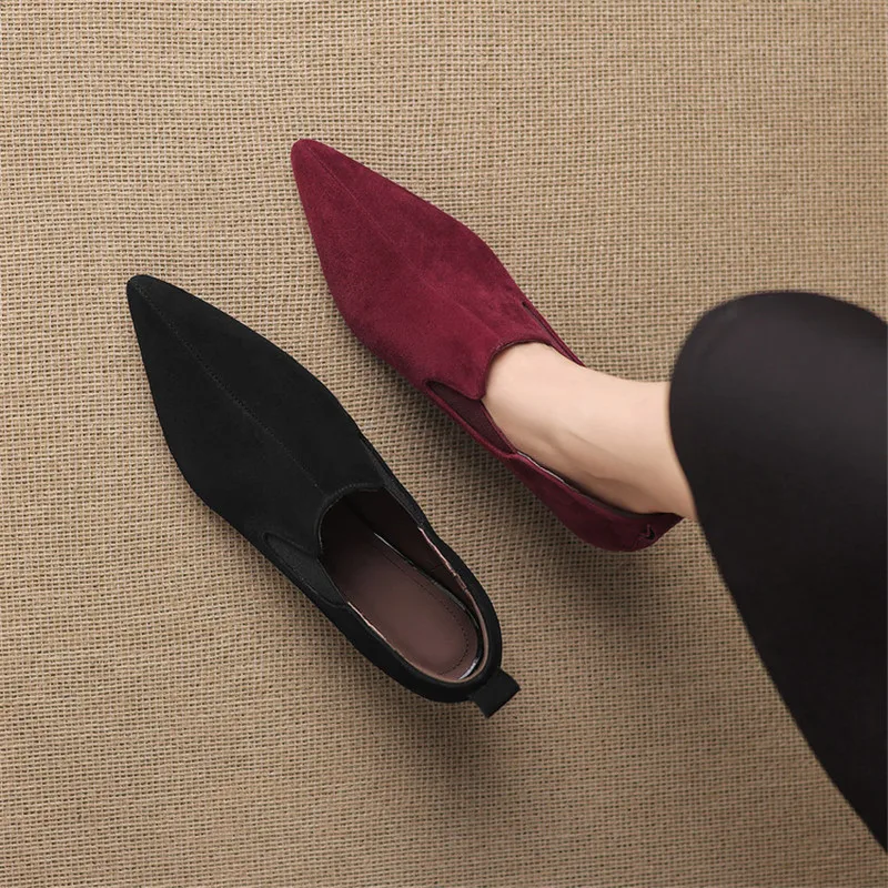 New Spring/Autumn Sheep Suede Women Shoes Fashion Retro Pointed Toe Shoes for Women High Heels Women Pumps Shoes Handmade