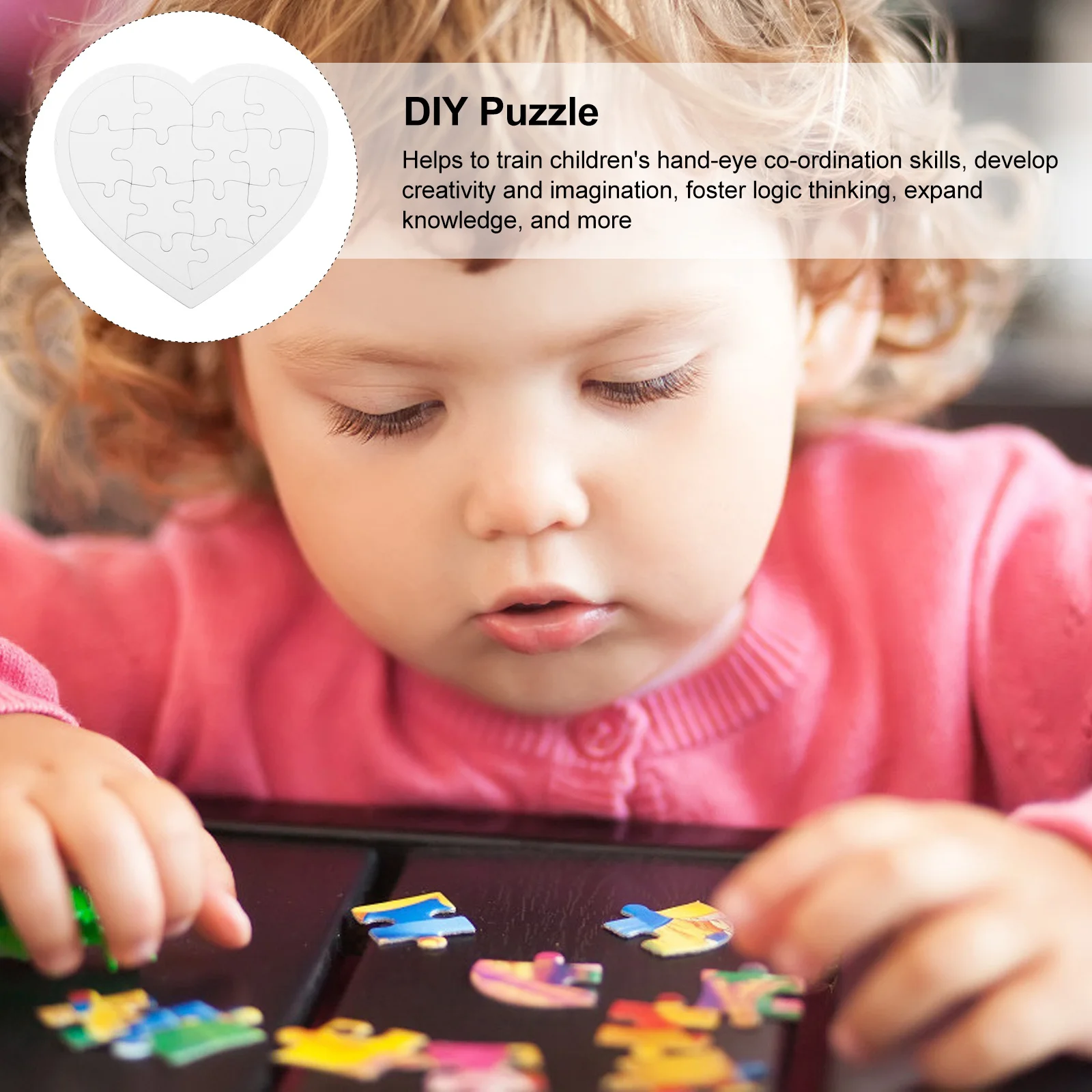 4 sets hartvormige blanco kleurpuzzels karton kinderen doe-het-zelf ambachtelijke schildermaterialen gemakkelijk apart te monteren creatief tekenen