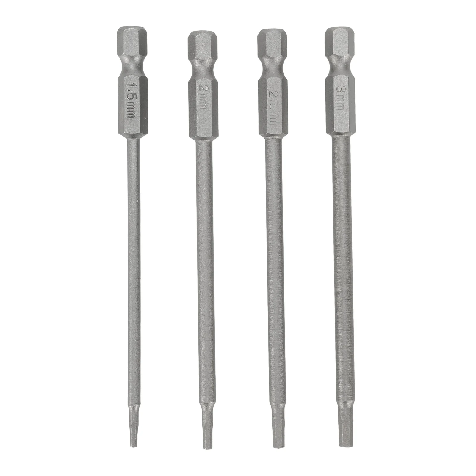 Hex Shank Screwdriver Bits Kit Silver 1.5/2.0/2.5/3.0mm 1/4 Hex Shank Magnetic Head Quick Connection Quick Connection New